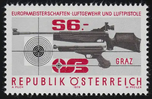 1599 Europameisterschaften Luftgewehr /Luftpistole schießen Emblem Gewehr 6 S **