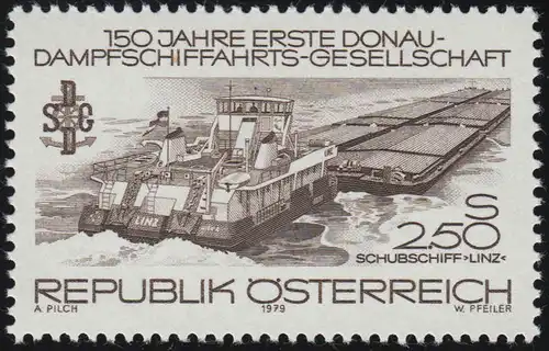 1602 150 J. 1. Société de navigation du Danube-Dampf, bateau-bûcheron Linz, 2.50 S **