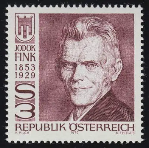 1614 50. Todestag, Jodok Fink, Politiker, 3 S, postfrisch **