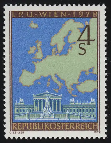 1574 KSZE Konferenz, Wien, Parlamentsgebäude, Europakarte 4 S postfrisch, **