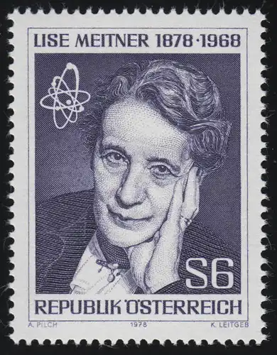 1588 100. Geburtstag, Lise Meitner, Atomphysikerin,  6 S, postfrisch **