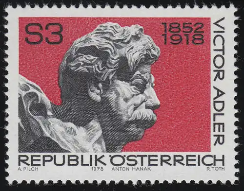 1589  60. Todestag, Victor Adler, Politiker, Büste, 3 S, postfrisch **