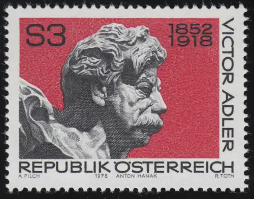 1589 60e anniversaire de la mort, Victor Adler, politicien, buste, 3 p, frais de port **
