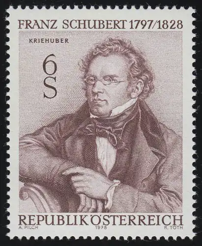 1590 150. Todestag, Franz Schubert, Komponist, 6 S, postfrisch **