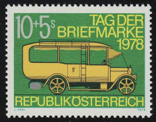 1592 Jour du timbre, voiture postale (1913), 10 S + 5 S, frais de port **