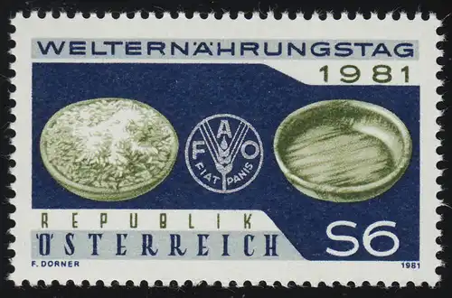 1686 Welternährungstag, FAO Emblem gefüllter / leerer Teller, 6 S, postfrisch **