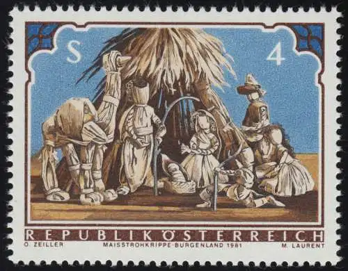 1691 Noël, crèche de Noël en paille de maïs, 4 S, frais de poste **