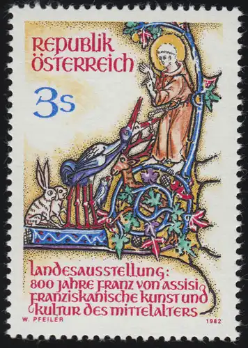 1703 Landesausstellung 800 Jahre Franz von Assisi Vogelpredigt 3 S postfrisch **