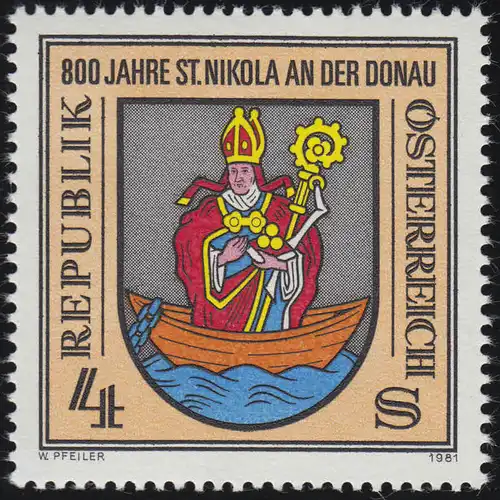 1693 800 Jahre St. Nikola an der Donau, Wappen, 4 S, postfrisch **