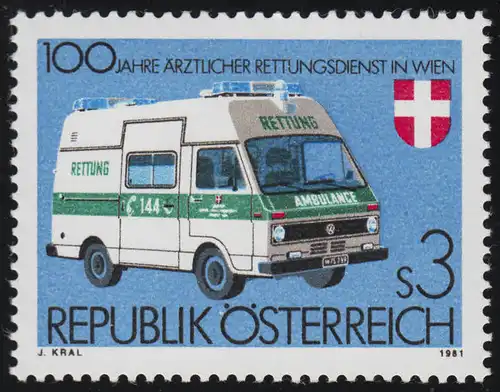 1694 100 Jahre ärztlicher Rettungsdienst Wien Rettungsfahrzeug 3 S postfrisch **