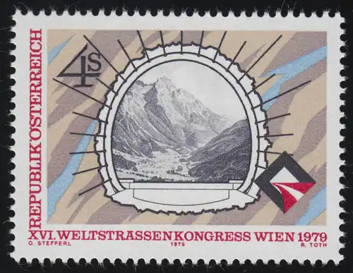 1619 Congrès mondial des routes, Vienne, Vue du tunnel d'Arlberg dans la vallée de Stanzer, 4 S **