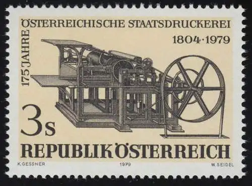 1620 175 Jahre Östereichische Staatsdruckerei, Druckpresse Dampfantrieb, 3 S **