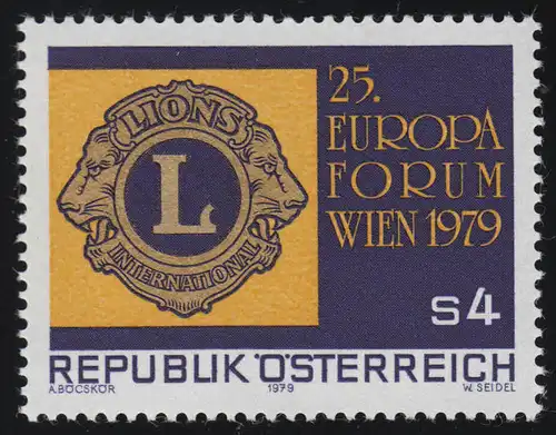 1624 Lions-Europa-Forum, Wien, Emblem von Lions International, 4 S postfrisch **
