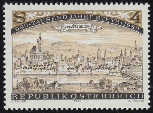 1645 1000 Jahre Stadt Steyr, Steyr um 1693 (Kupferstich), 4 S, postfrisch **