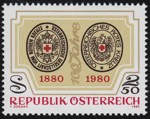 1634 100 Jahre Österreichisches Rotes Kreuz, Siegel 1880/ 1980, 2.50 S, ** 