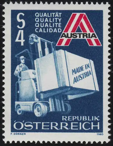 1633 Förderung des österreichischen Exports, Gabelstapler, 4 S, postfrisch ** 