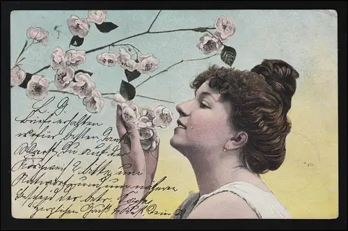 AK Ser. 4066 Les cheveux de la jeune femme aux cheveux hauts sent les fleurs, MANNHEIM 31.10.04