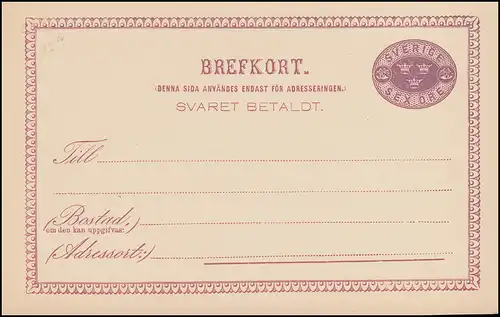 Suède Carte postale P 9I Brefkort 5/5 Öre: 52,5 mm et ligne mince, ** frais de port