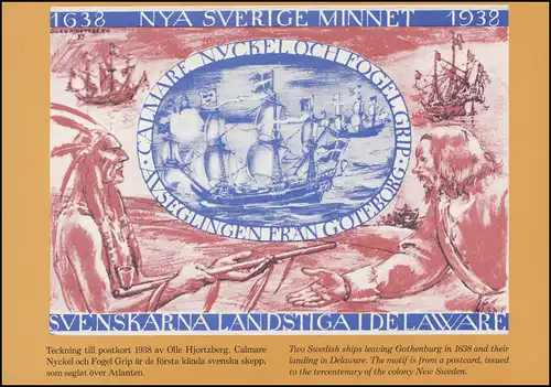 Schweden Postkarte P 99 Landnahme in Nordamerika 1976, FDC Stockholm 9.10.76