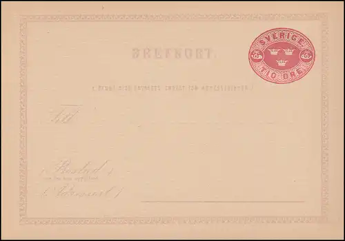 Suède Carte postale P 5 Brefkort 10/10 Öre, ** frais de port