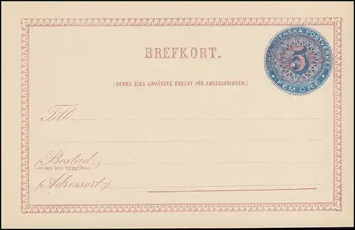 Suède Carte postale P 11I Brefkort Impression 5 sur 6/6 Öre, ** frais de port