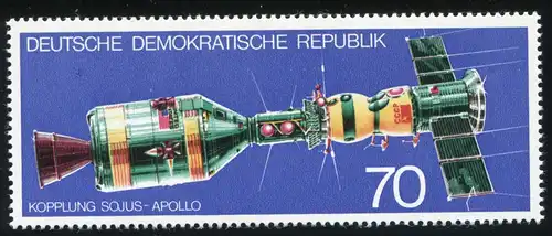 2085 Weltraumflug Sojus-Apollo 70 Pf. mit PLF Fleck unter dem S, Feld 15, **