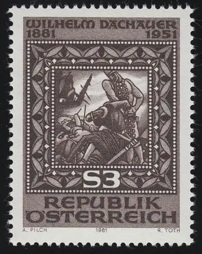1666 100e anniversaire, Wilhelm Dachauer, projet de timbre W. Dauschau, 3 p. **