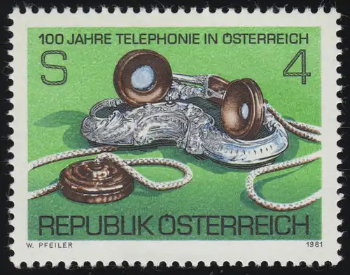 1672 100 Jahre Telefon in Österreich, Tischtelefon (um 1900), 4 S, postfrisch **