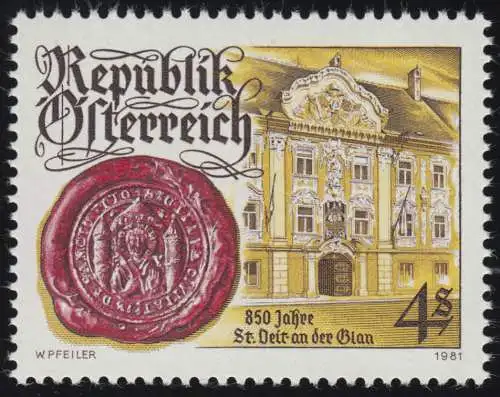 1675 800 Jahre Stadt St. Veit an der Glan, Rathaus Stadtsiegel 4 S postfrisch **