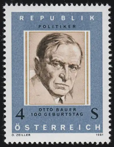 1678 100. Geburtstag, Otto Bauer, Politiker, 4 S, postfrisch **