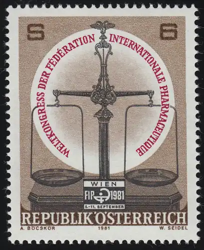 1679 Weltkongress Fédération Internationale Pharmaceutique, Waage, Adler, 6 S,**