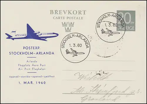 Premier vol Suède-Groenland depuis l'aéroport de Stockholm-Alanda le 1.3.1960 vers P 68