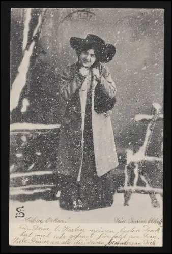 Photo AK Série "Dans la neige" Madame Manteau Hut, ZÜRICH / KRADOLF 21.5.07