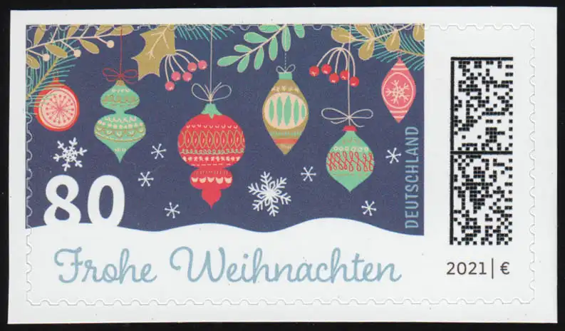 3643 Frohe Weihnachten 2021, selbstklebend aus FB 112, ** postfrisch