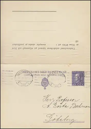 Postkarte P 52II Brevkort König Gustav 10/10 Öre, KARLSTAD 1.8.1927