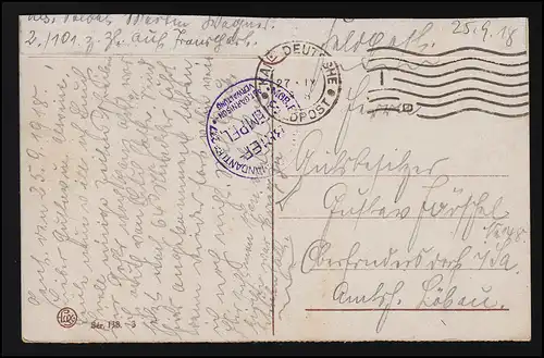 AK LUX Ser. 138 GENT TOREKEN Vrijdagmarkt, Garnison Administration, Feldpost 25.9.18