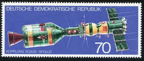 2085 Weltraumflug Sojus-Apollo 70 Pf. mit PLF: Fleck unter PU, Feld 7, **