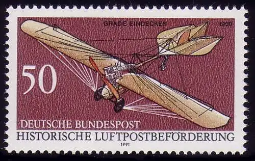 1523P Luftpost 50 Pf Probedruck lilabraun postfrisch **, mit Gutachten-Kopie