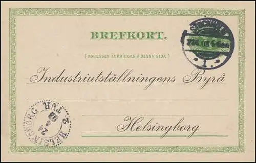 Postkarte P 19 BREFKORT 5 Öre, STOCKHOLM 23.4.1903 nach HELSINGBORG 24.4.03