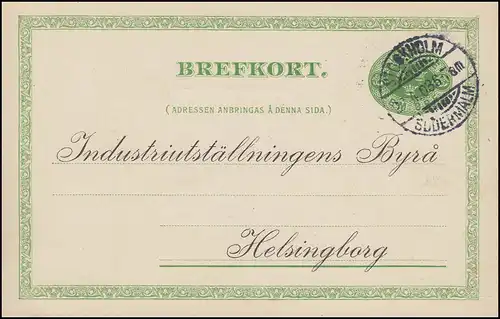 Postkarte P 19 BREFKORT 5 Öre, STOCKHOLM SÖDERMALM 22.4.1903 nach Helsingborg