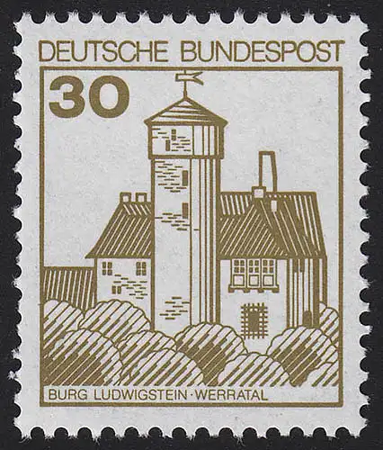914AII Burgen und Schlösser 30 Pf Ludwigstein, LETTERSET **