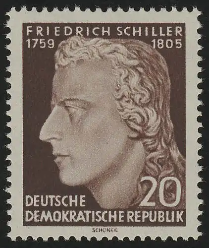 466A Friedrich Schiller 20 Pf, gezähnt, ** postfrisch