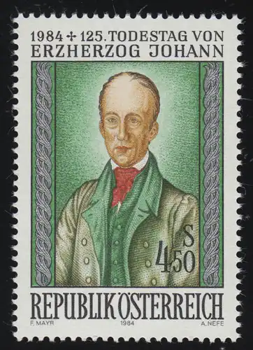 1774 125e anniversaire de la mort, archiduc Jean, peinture portrait, 4.50 p, frais de portage **