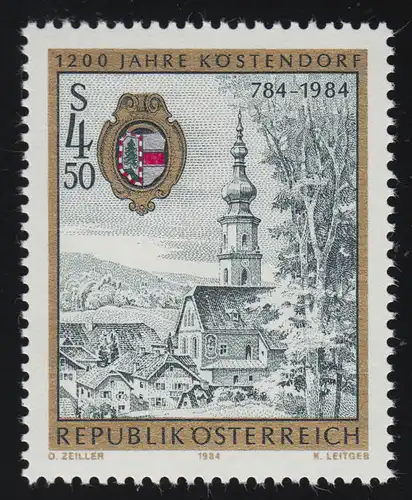 1771 1200 Jahre Stadt Köstendorf, Stadtansicht, Gemeindewappen, 4.50 S, **