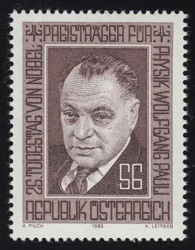 1762 25. Todestag, Wolfgang Pauli, Physiker, Nobelpreisträger, 6 S postfrisch **