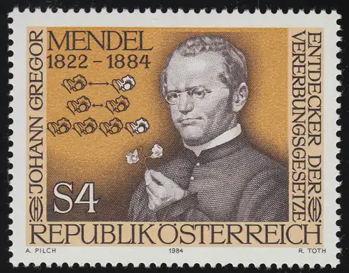 1763 100e anniversaire de la mort, Gregor Johann Mendel, 4 S par jour
