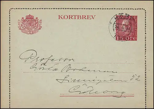 Kartenbrief K 27IW KORTBREV 15 Öre, HÖÖR 24.4.1931 nach Göteborg