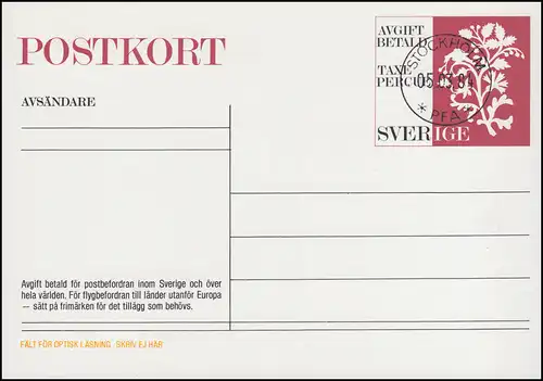 Suède Carte postale P 105 Coupe-ciseaux 1981, cachetée