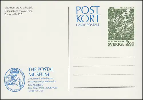 Schweden Postkarte P 108 350 Jahre Post 2,90 Krona 1986, ** postfrisch