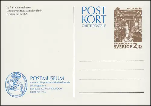 Schweden Postkarte P 107 350 Jahre Post 2,10 Krona 1986, ** postfrisch